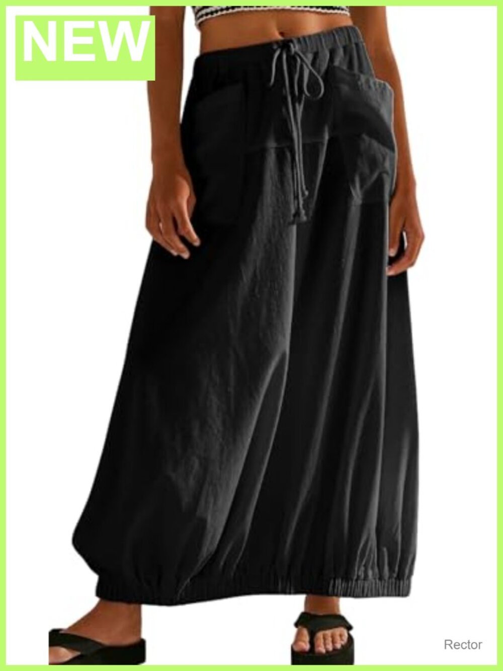 Cotton Baggy Parachute Maxi Skirt Casual Y2K Cargo Drawstring